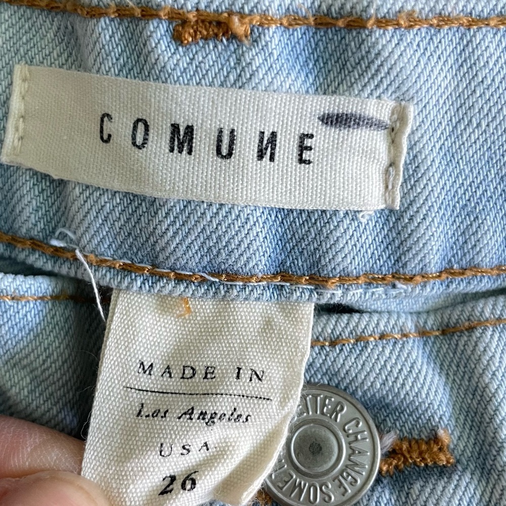 COMUNE Los Angeles Straight leg Distressed Jeans Size 26 Light Wash - Picture 6 of 10